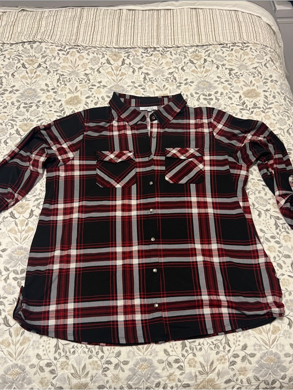 Black & Red Plaid Button-Up Shirt